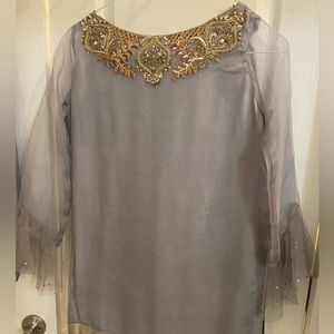 3 piece outfit, size medium. Short shirt with gharara pants and dupatta.